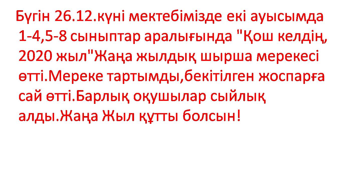 "Қош келдің 2020 жыл, жаңа жылдық шырша"  мерекесі өтті